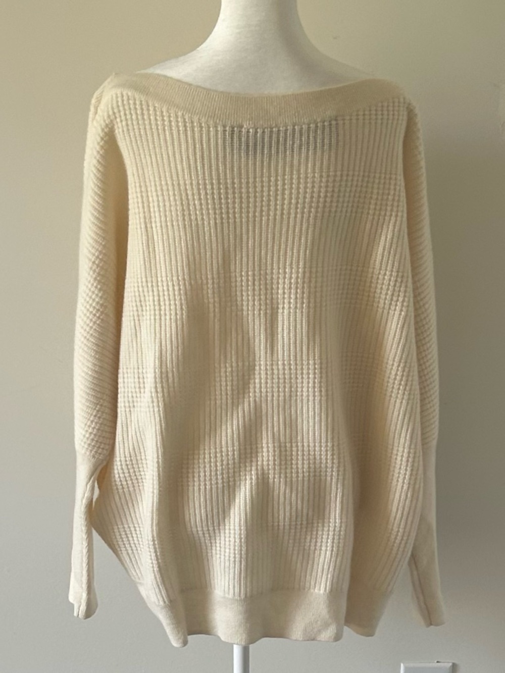 New Studio Park 100% Cashmere Boat Neck Sweater Ivory Cream size X-Large - Picture 7 of 11